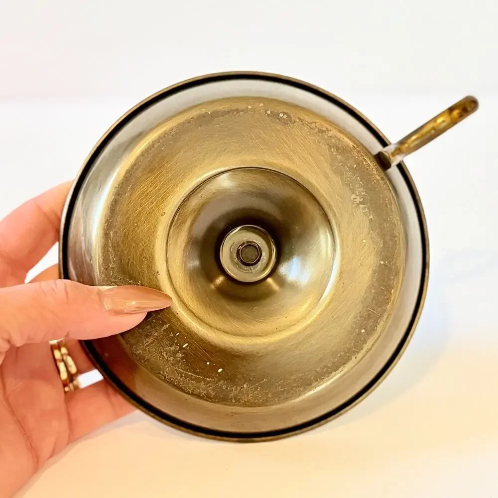 Chamberstick Candle Holder Brass Finger Loop Saucer 6in Vintage Primitive
